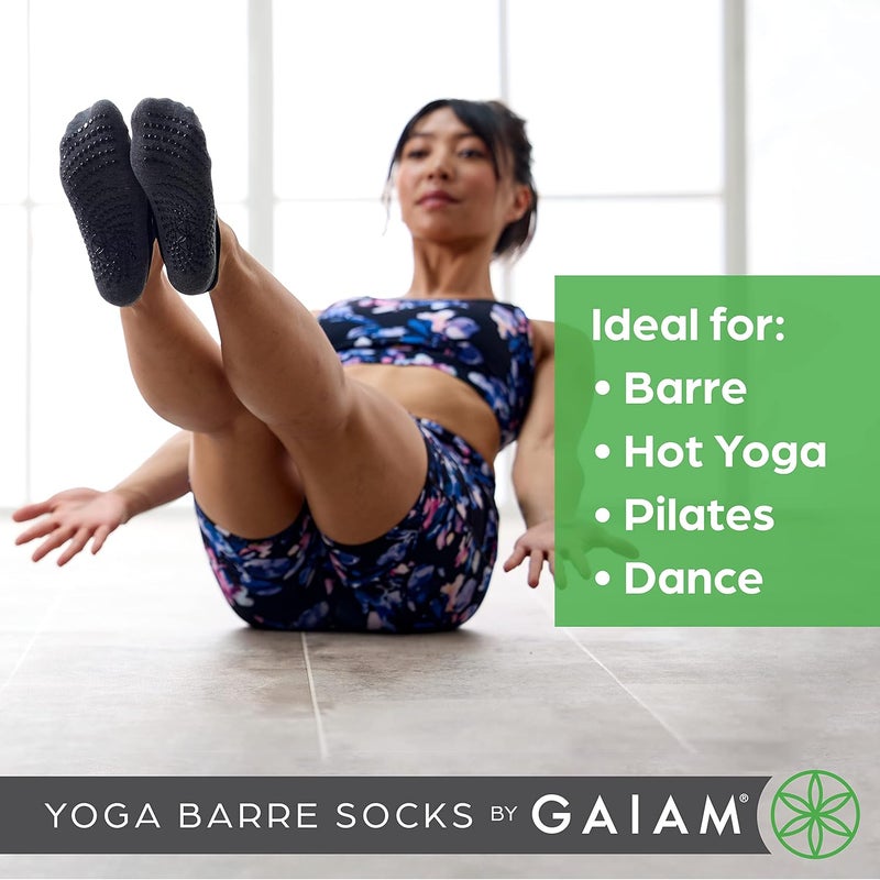 Gaiam Grippy Studio Yoga Socks for Extra Grip in Standard or Hot Yoga - Image 4